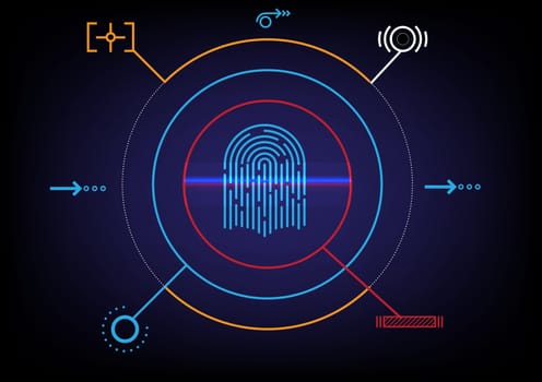 fingerprint scan with high-tech inspection Technology abstract future background vector