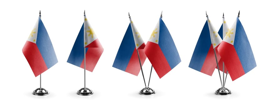 Small national flags of the Philippines on a white background