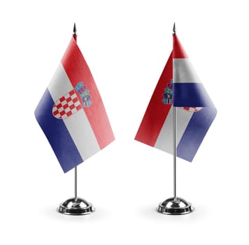 Small national flags of the Croatia on a white background