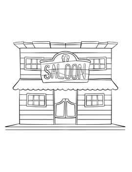 Cowboy Saloon Isolated Coloring Page for Kids