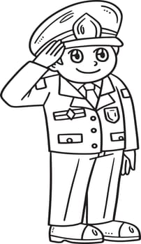 Male Soldier Hand Salute Isolated Coloring Page