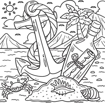 Summer Message in a Bottle and Anchor Coloring
