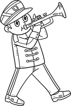 Soldier Playing Trumpet Isolated Coloring Page