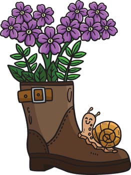 Spring Boot Planter Cartoon Colored Clipart