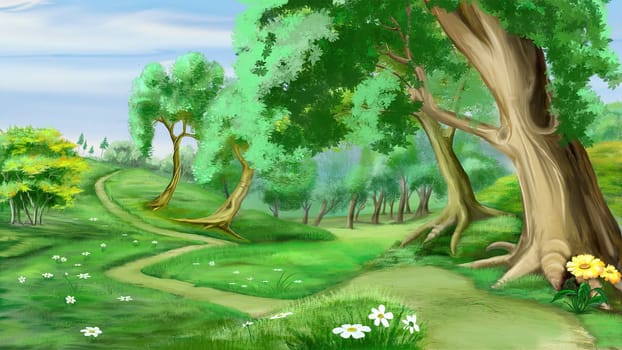 Path in the forest illustration
