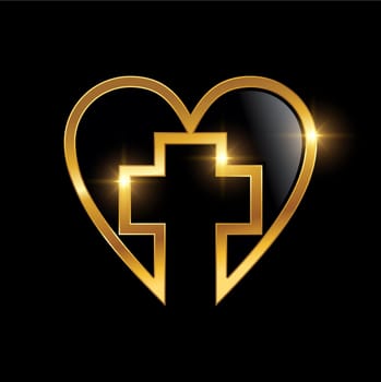 Golden Love and Cross Logo Sign