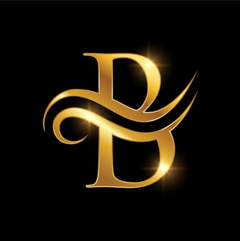 Golden Luxury Logo Monogram Initial Letter B
