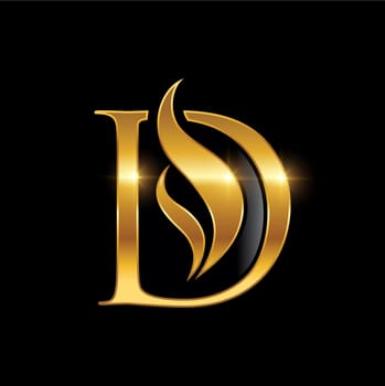 Golden Monogram Logo Initial Letter D 