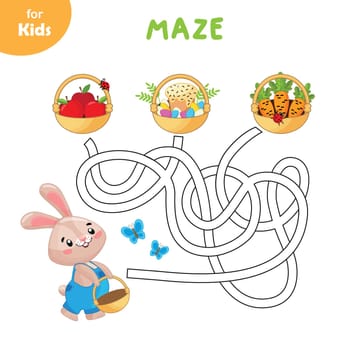 Mini-game for children on the theme of Easter. Help the rabbit through the maze