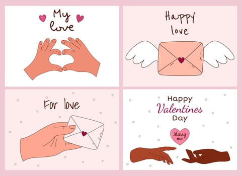 Set of Valentine's Day greeting cards. Vector illustration