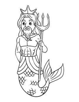 Merman King Isolated Coloring Page for Kids