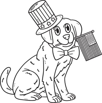 Patriotic Puppy Isolated Coloring Page for Kids