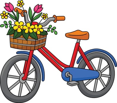 Spring Bike with Flowers Cartoon Colored Clipart