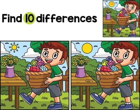 Child Basket of Easter Eggs Find The Differences