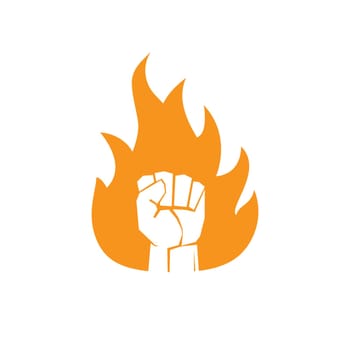 Fist with flame. Fist fire icon. Strong hand fist. Abstract logo design
