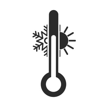Weather temperature thermometer icon. Flat style sign for mobile concept and web design. Thermometer with sunny and freezy weather outline vector icon. Vector illustration