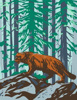 Wolverine in Yellowstone National Park Wyoming WPA Poster Art