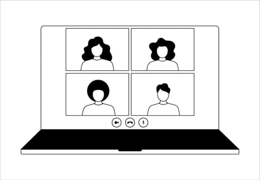 Video conference symbol with four users. Meeting icon with people
