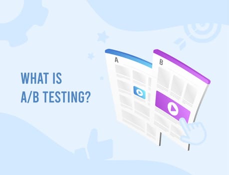What is AB testing illustration. Split A and B test comparison with randomized experiments of ui, ux design, SEO, interface elements. Flat vector illustration