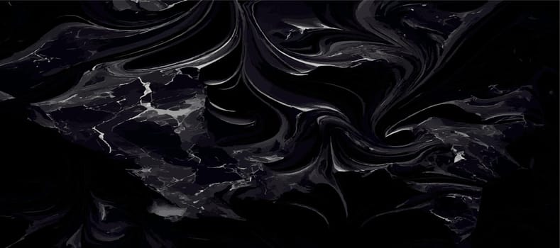 Black marble panoramic texture design, colorful dark marble surface, curved golden lines, bright abstract background design - Vector