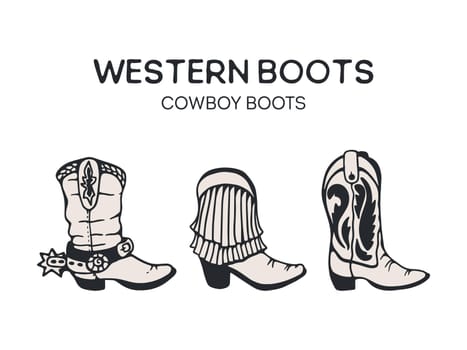 Boots set american style hand drawing