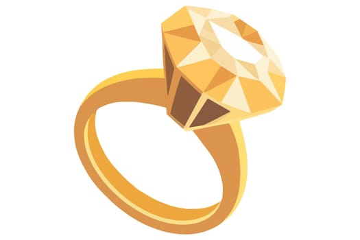 gold ring with a large diamond. a gift for a woman.