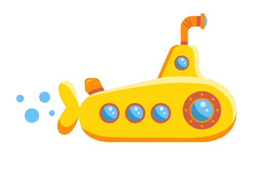 peaceful yellow submarine in the sea.