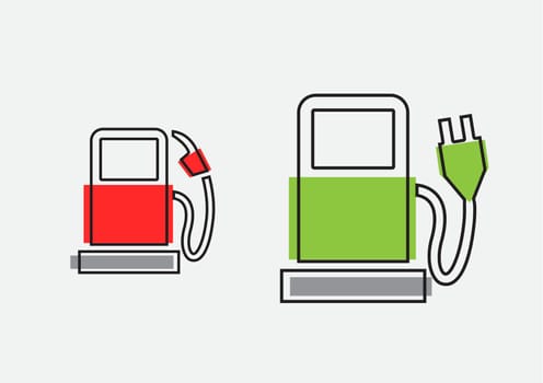 charge car with electricity gasoline outline icon