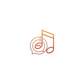 Music note logo and tone icon bublle chat concept design