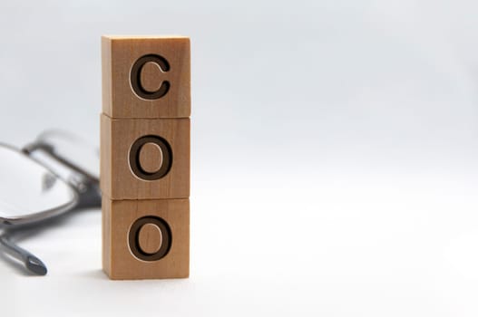 Chief Operating Officer - COO text engraved on wooden blocks with customizable space for text. Copy space and Senior Management concept