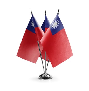 Small national flags of the Taiwan on a white background