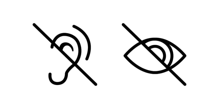 Blind and deaf symbol simple thin line icon vector illustration. For web and mobile