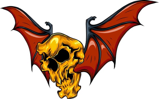 skull and bat wing vector illustration design