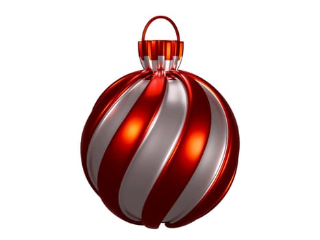 Realistic hanging christmas balls 3d redndering Christmas decoration isolated on white background. Clipping path.