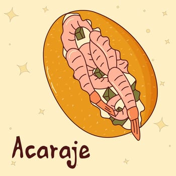 Brazilian traditional food. Acaraje. Vector illustration in hand drawn style