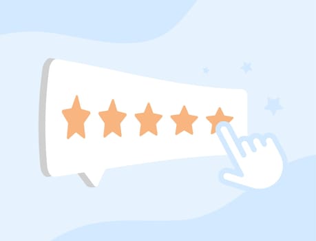 Customer Satisfaction Rating concept. Reviews stars with good and bad rates, as well as Net Promoter Score and Customer Effort Score. Get feedback from customers. Represent review and recommendation