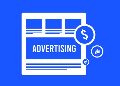 Programmatic and native ads concept for online advertising. Digital media banner block on website, media promotion through online channels. Digital marketing strategies, online advertising campaigns