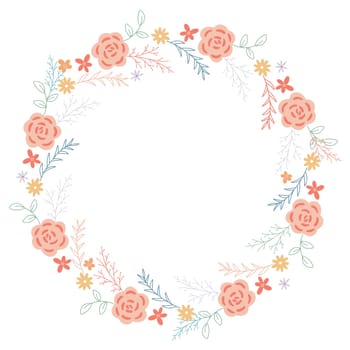 Spring flowering wild flowers and foliage wreath