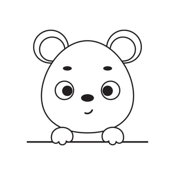 Coloring page cute little mouse head. Coloring book for kids. Educational activity for preschool years kids and toddlers with cute animal. Vector stock illustration