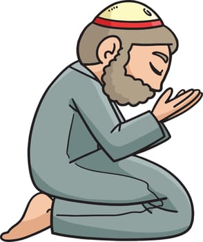 Ramadan Muslim Praying Cartoon Colored Clipart