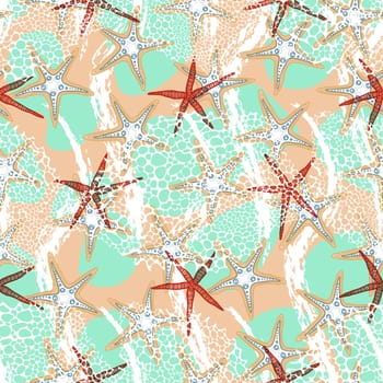 seamless pattern with starfish. trendy nautical print. childish cute pattern for kids. underwater world of the ocean.