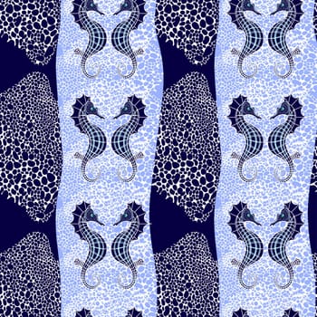 seamless pattern with seahorses. trendy nautical print. childish cute pattern for kids. underwater world of the ocean.
