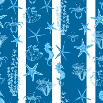 seamless pattern with starfish. trendy nautical print. childish cute pattern for kids. underwater world of the ocean.