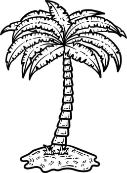 Summer Palm Tree Line Art Coloring Page for Adult