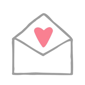 Envelope with Heart. Gunge hand drawn vector illustration