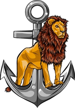 vector illustration of lion with anchor design