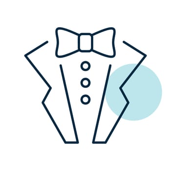 Tuxedo. Weddind suit with bow tie vector icon