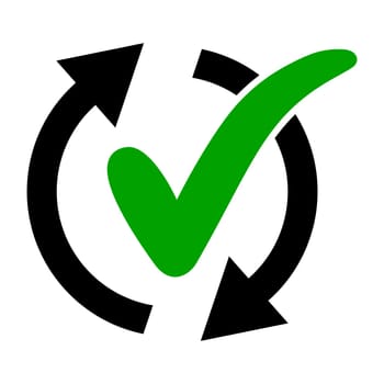 Icon easy effective time, continuous rationally service, check mark arrow
