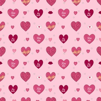 Valentine's Day Hand drawn seamless pattern with hearts
