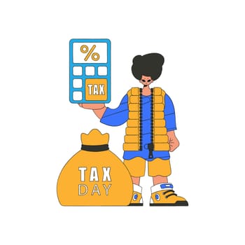 A fashionable man holds a calculator in his hand Tax payment theme.